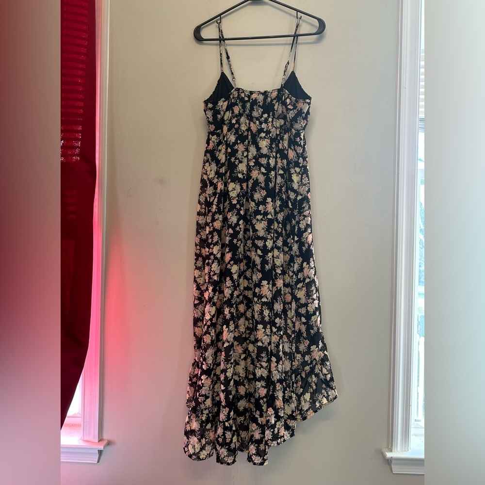 NWT No Comment Hi-Low Black Floral Maxi Dress Fairy/Y2K Style Size Small - Picture 6 of 7